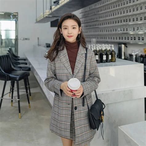Korean Plaid Suit Sets Female 2018 Spring Autumn New Coat Skirt Small Suit Two Piece Suits Women
