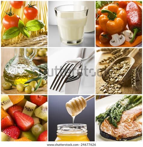 Healthy Food Collage Made Nine Photographs Stock Photo Edit Now 24677626