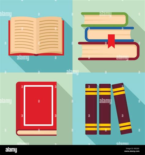 Library Books Icon Set Flat Set Of Library Books Vector Icons For Web