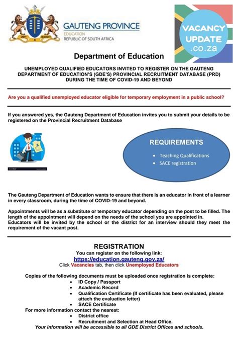 Gauteng Dept Of Education Job Vacancy As Educator 2021 Temporary Work