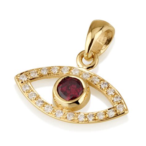 Buy K Gold Evil Eye Pendant With Ruby And Diamonds Israel Catalog Com