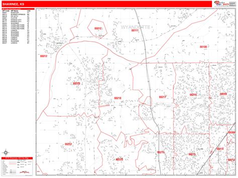 Kansas Zip Code Wall Map Red Line Style By Marketmaps