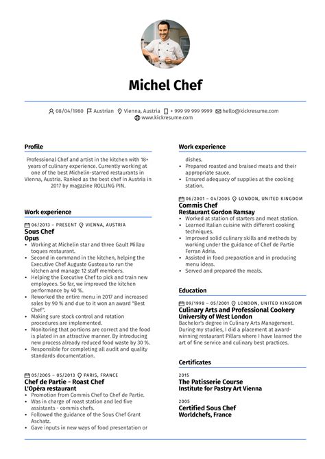 Chefs Resume Example Maureenthompson
