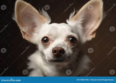 Cute And Cheerful Dog With Big Ears White Fur And A Funny Face That