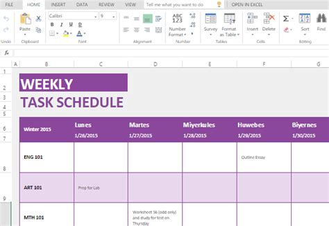 Weekly Task List Maker Template For Microsoft Excel