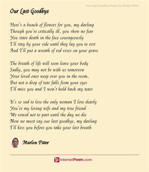 Our Last Goodbye Poem By Marlon Pitter