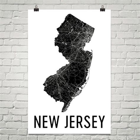 Wall New Jersey Map Suzan Langford