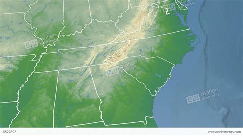 South Carolina State Usa Extruded Physical Map Stock Animation 6527892