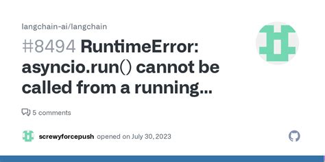 Runtimeerror Asyncio Run Cannot Be Called From A Running Event Loop