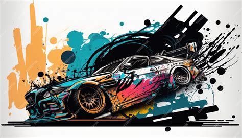 Premium Photo Race Car Concept In Graffiti Art