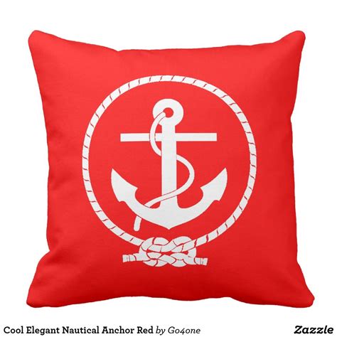 Cool Elegant Nautical Anchor Red Throw Pillow Nautical