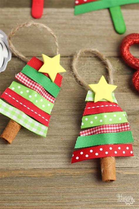 Cinnamon Stick Ribbon Trees Simple Preschool Christmas Ornaments