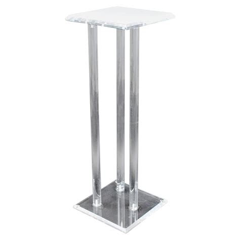 Mid Century Modern Tall Square Lucite Acrylic Pedestal Display Stand