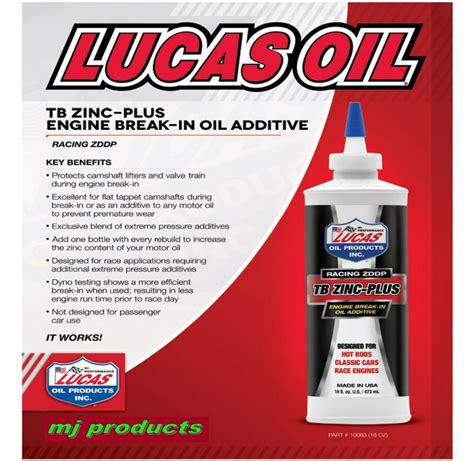 Lucas Oil Tb Zinc Plus Additive 10063 Engine Run In Additive 473ml Suit