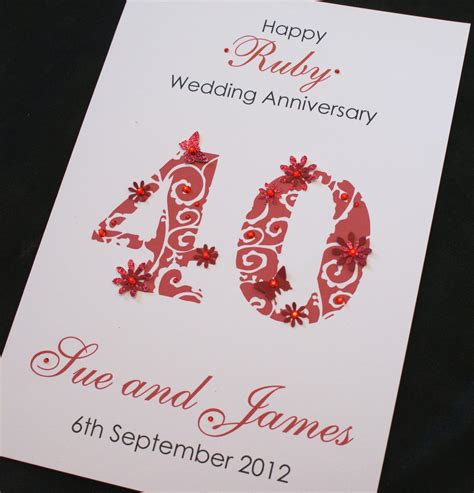 This is the best card for this. LARGE Handmade Personalised 40th RUBY Wedding Anniversary ...