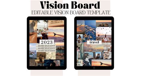 Digital Vision Board Template Canva 2023 Vision Board 2023 Goals Board