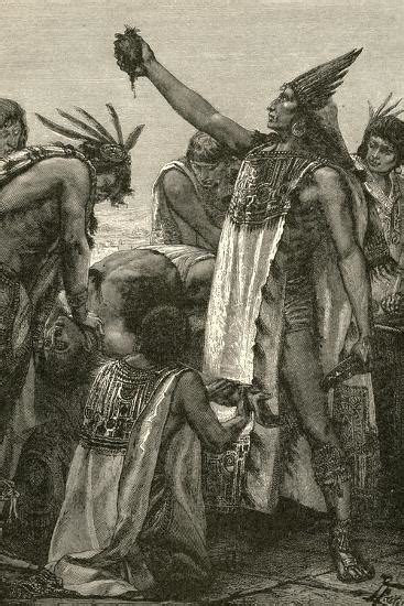 Aztec Priest Holding Heart From Human Sacrifice 1892 Giclee Print