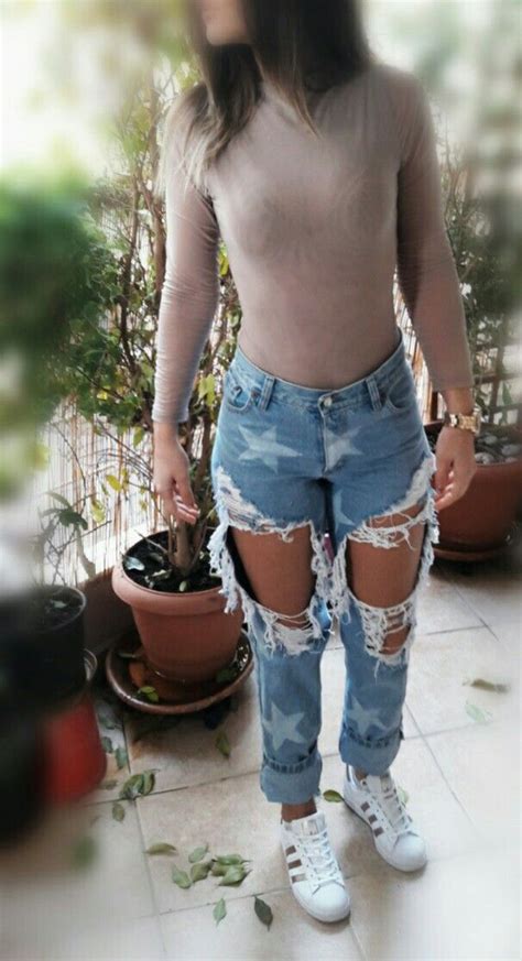 Ripped Jeans Sheer Nude Bodysuit Ripped Jeans Bodysuit Nude Pants