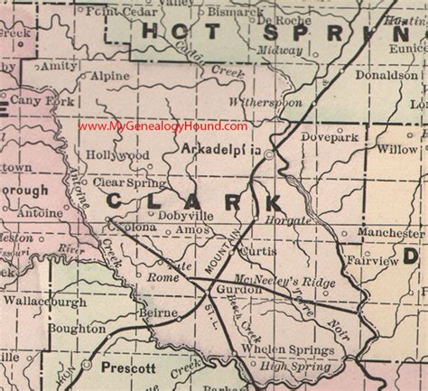 Clark County Arkansas 1889 Map Clark County Arkansas County Map