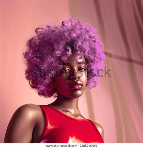Close Beautiful Person Purple Hair Brown Ai Generated Image 2285260499