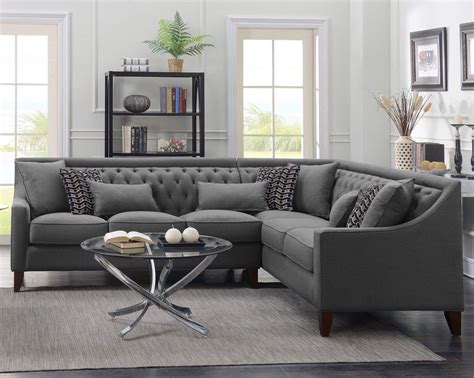 Iconic Home Aberdeen Right Facing Linen Tufted Sectional Sofa In 2022