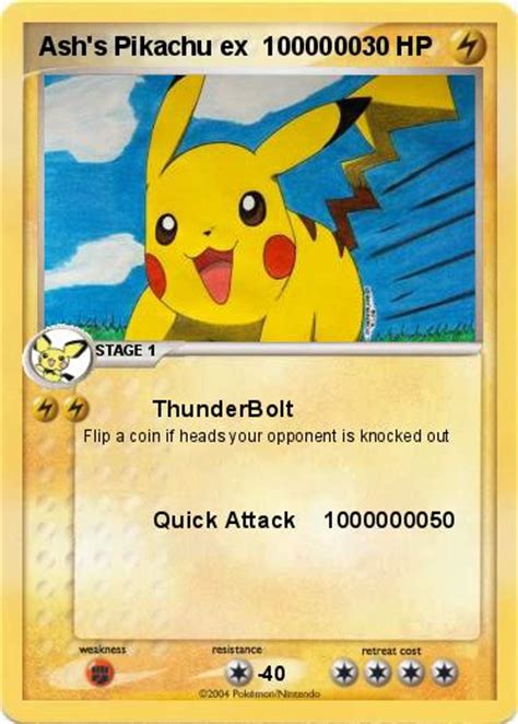 Pokémon Ash S Pikachu Ex 1000000 1000000 Thunderbolt My Pokemon Card