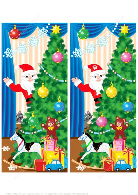 Find 10 Differences Christmas Tree Presents Toys And Santa Puzzle