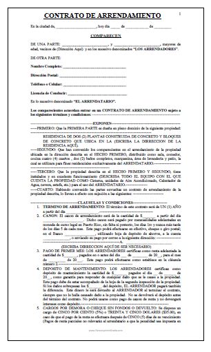 ejemplos de contratos de arrendamiento llenos