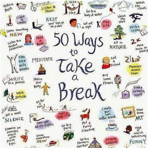 50 Ways To Take A Break Self Care Coping Skills Self Care Activities