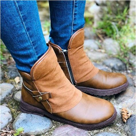 Gjhyjk Women Western Cowgirl Cowboy Boots Winter Warm Retro Side Zipper