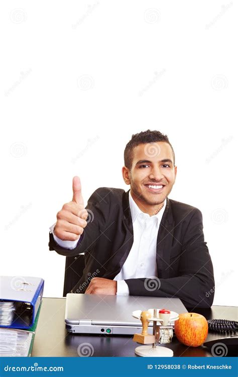 Manager Holding Thumb Up Stock Photo Image Of Enthusiasm 12958038