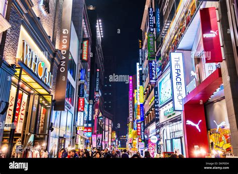 Myeong Dong Nightlife District Of Seoul South Korea Stock Photo