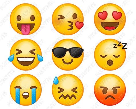 Emoji Clip Art Smiley Faces Digital Download High Etsy Emoji
