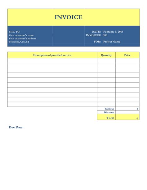 Contractor Invoice Template Download Free Documents For Pdf Word And