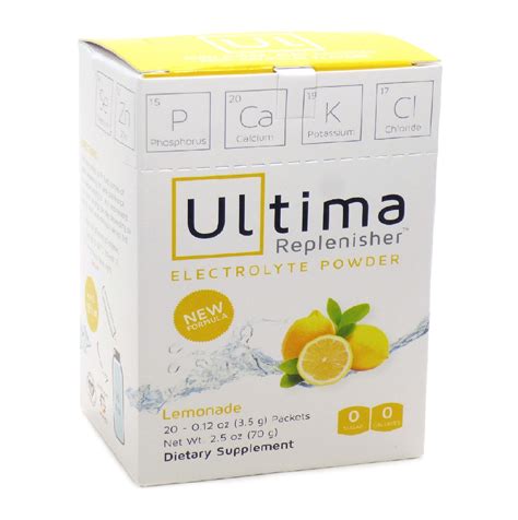 Ultima Replenisher Electrolyte Powder Lemonade 20 Packets Carlo Pacific