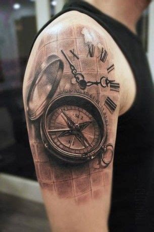 Compas And Clock Realistic Tattoo By Mumia Tattoo Best Tattoo Ideas