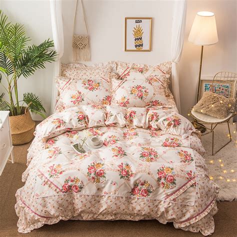 But, why settle for what you can find in a store? Pink Floral print Korean style girls cute Bedding Set ...