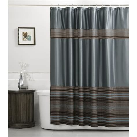 Zenna Home Mark Blue And Brown Stripe Fabric Shower Curtain 70 X 72