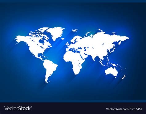 White World Map On Blue Background Royalty Free Vector Image