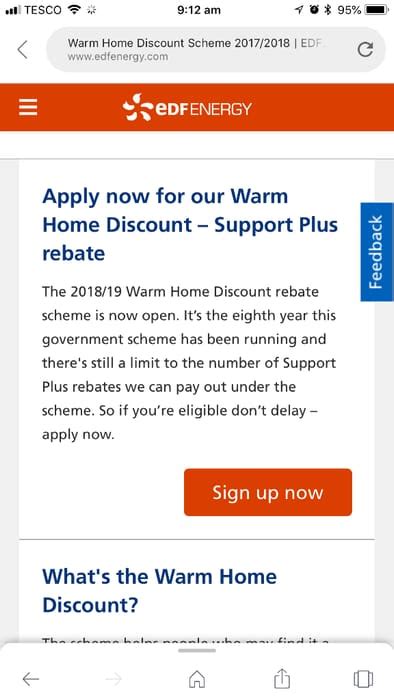 Edf Warm Home Discount £140 At Edf Energy