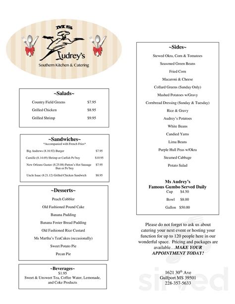 Ms Audreys Southern Kitchen And Catering Menu In Gulfport Mississippi
