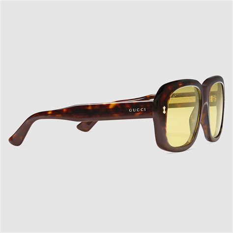 lyst gucci rectangular frame acetate sunglasses in yellow for men