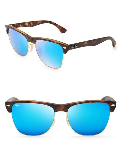 Ray Ban Mirrored Clubmaster Sunglasses In Blue Havana Blue Mirror Lyst