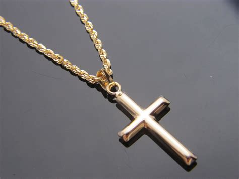 New Fashion New Quality 18 Inch 14k Yellow Gold Cross Pendant Rope
