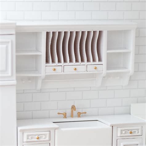 Upper cabinet unit the unfinished kitchen upper cabinet unit is handmade of wood and features a custom plate rack. Dollhouse Miniature Upper White Kitchen Cabinet - Kitchen Miniatures - Dollhouse Miniatures ...