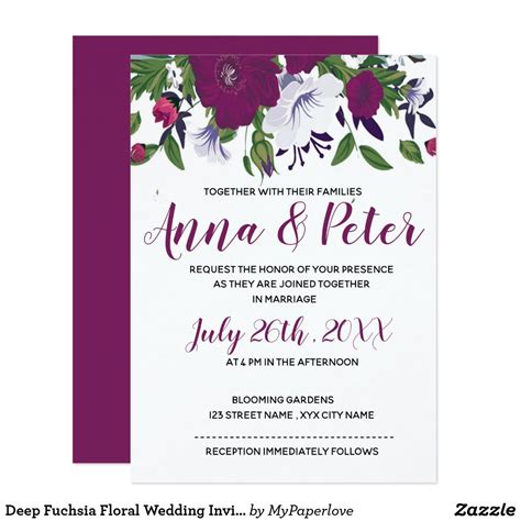 Deep Fuchsia Floral Wedding Invitation Simple Wedding Invitations