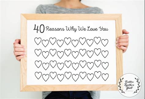 40th Birthday Present 40 Reasons Why We Love You Etsy