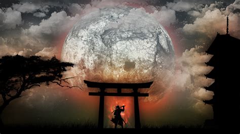 Maybe you would like to learn more about one of these? japan moon samurai drawings 1920x1080 wallpaper - Space ...