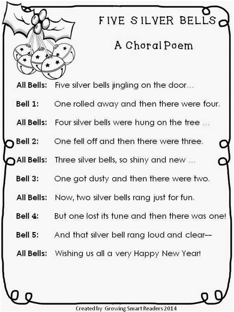 Growing Smart Readers Five Silver Bells Choral Poem Book