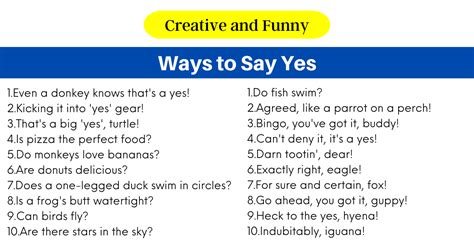 170 Creative And Funny Ways To Say Yes 2024